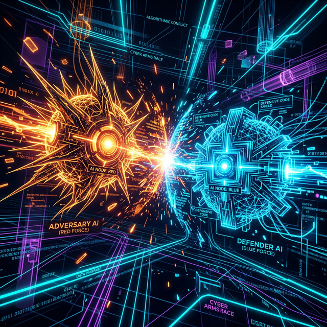 Cyber conflict visualization of two AI entities